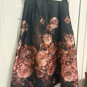 Chicwish Black and Pink Floral A-Line Skirt